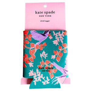 KATE SPADE Bird Party Parrots Purple Green Drink Hugger Can Bottle Cozy NEW